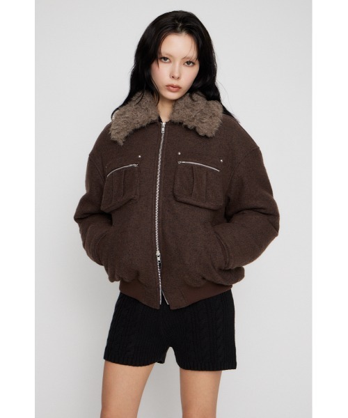 LAGUA GEM（ラグアジェム）の「TWEED LIKE BOA ブルゾン（ブルゾン・レディース・ネイビー/ブラウン・SMALL/MEDIUM）」の4枚目の写真