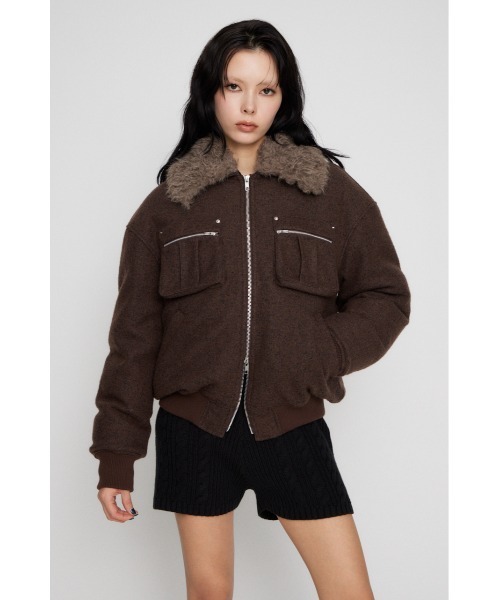 LAGUA GEM（ラグアジェム）の「TWEED LIKE BOA ブルゾン（ブルゾン・レディース・ネイビー/ブラウン・SMALL/MEDIUM）」の5枚目の写真