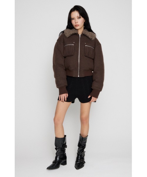 LAGUA GEM（ラグアジェム）の「TWEED LIKE BOA ブルゾン（ブルゾン・レディース・ネイビー/ブラウン・SMALL/MEDIUM）」の6枚目の写真