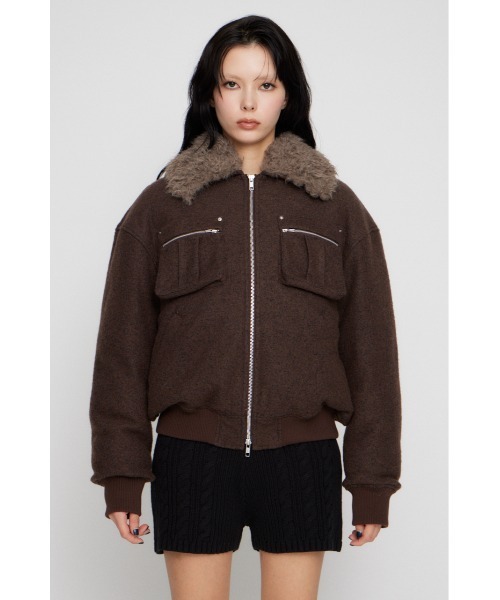 LAGUA GEM（ラグアジェム）の「TWEED LIKE BOA ブルゾン（ブルゾン・レディース・ネイビー/ブラウン・SMALL/MEDIUM）」の8枚目の写真