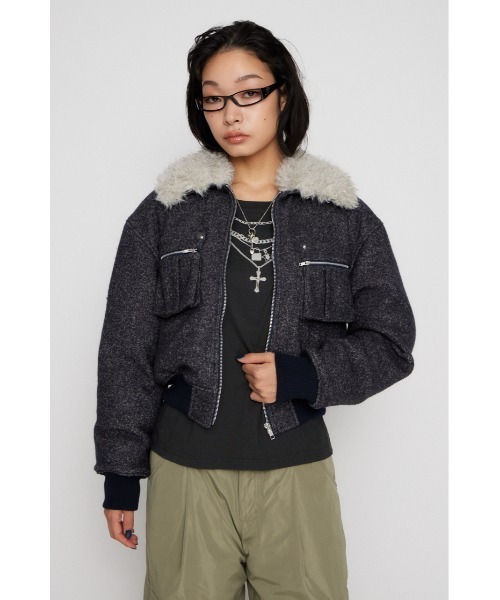 LAGUA GEM（ラグアジェム）の「TWEED LIKE BOA ブルゾン（ブルゾン・レディース・ネイビー/ブラウン・SMALL/MEDIUM）」の12枚目の写真