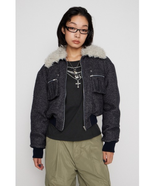 LAGUA GEM（ラグアジェム）の「TWEED LIKE BOA ブルゾン（ブルゾン・レディース・ネイビー/ブラウン・SMALL/MEDIUM）」の13枚目の写真