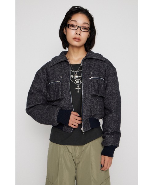 LAGUA GEM（ラグアジェム）の「TWEED LIKE BOA ブルゾン（ブルゾン・レディース・ネイビー/ブラウン・SMALL/MEDIUM）」の14枚目の写真