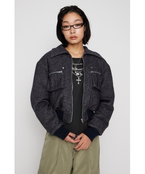 LAGUA GEM（ラグアジェム）の「TWEED LIKE BOA ブルゾン（ブルゾン・レディース・ネイビー/ブラウン・SMALL/MEDIUM）」の15枚目の写真