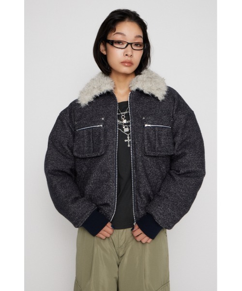 LAGUA GEM（ラグアジェム）の「TWEED LIKE BOA ブルゾン（ブルゾン・レディース・ネイビー/ブラウン・SMALL/MEDIUM）」の17枚目の写真