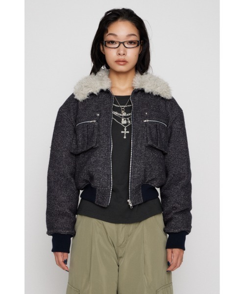 LAGUA GEM（ラグアジェム）の「TWEED LIKE BOA ブルゾン（ブルゾン・レディース・ネイビー/ブラウン・SMALL/MEDIUM）」の11枚目の写真