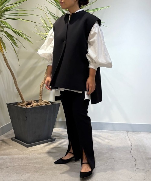 LE PHIL（ルフィル）の「マトラッセトリプルクロスジレ（シャツ/ブラウス・レディース・ネイビー/ホワイト系その他/ブラック・F）」の4枚目の写真