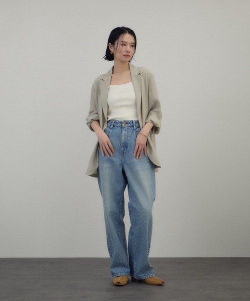 SALON adam et rope'（サロン アダム エ ロペ）の「シルクリブタンクトップ（タンクトップ・レディース・ベージュ/ブラック/オフホワイト・FREE）」の6枚目の写真