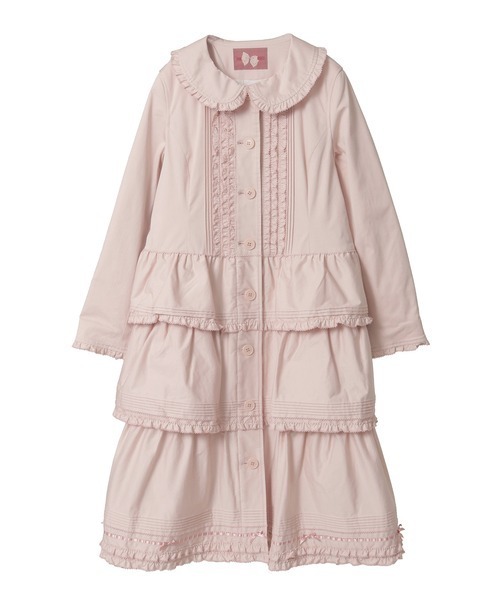 ピンクハウス PINK HOUSE 襟付きロングティアードコート 黒 ピンクハウス PINK HOUSE 襟付きロングティアードコート 黒 【公式通販】