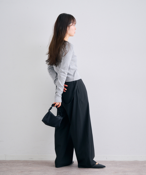 U by SPICK&SPAN(ユーバイスピックアンドスパン)の「ベアテレコカットトップス(カーディガン/ボレロ・レディース・ホワイト/チャコールグレー・FREE)」の7枚目の写真