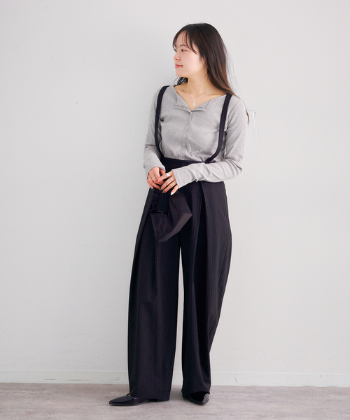 U by SPICK&SPAN(ユーバイスピックアンドスパン)の「ベアテレコカットトップス(カーディガン/ボレロ・レディース・ホワイト/チャコールグレー・FREE)」の9枚目の写真