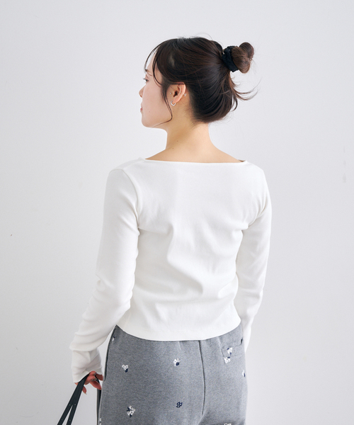 U by SPICK&SPAN(ユーバイスピックアンドスパン)の「ベアテレコカットトップス(カーディガン/ボレロ・レディース・ホワイト/チャコールグレー・FREE)」の14枚目の写真
