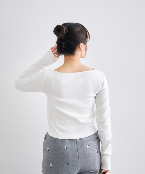 U by SPICK&SPAN(ユーバイスピックアンドスパン)の「ベアテレコカットトップス(カーディガン/ボレロ・レディース・ホワイト/チャコールグレー・FREE)」の15枚目の写真