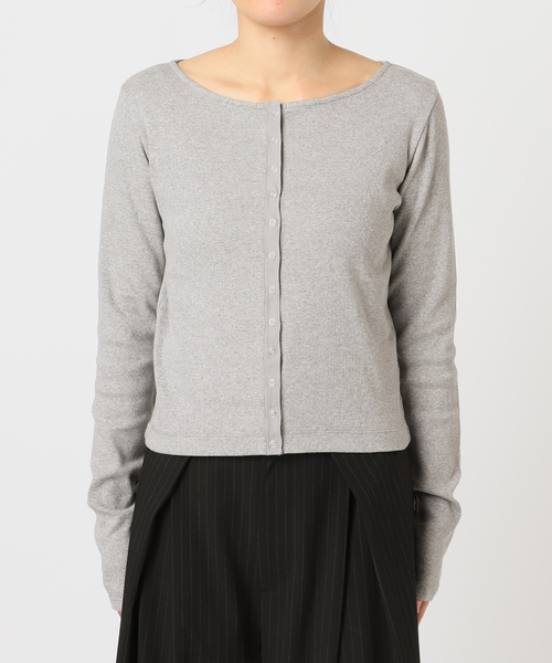 U by SPICK&SPAN(ユーバイスピックアンドスパン)の「ベアテレコカットトップス(カーディガン/ボレロ・レディース・ホワイト/チャコールグレー・FREE)」の20枚目の写真