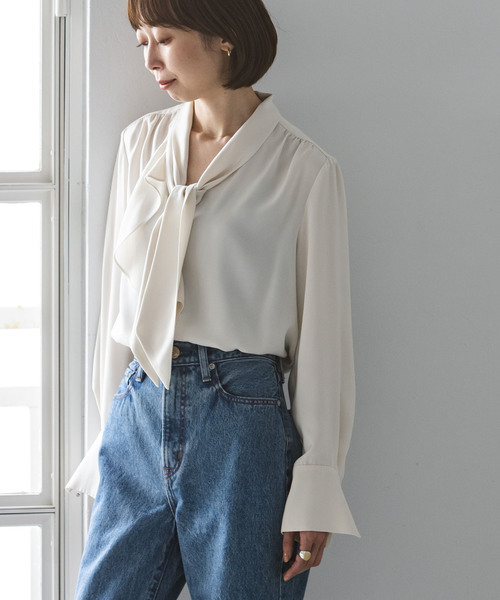 Noble(ノーブル)の「《WEB&日本橋店限定・追加》ロイヤルサテンボウタイブラウス(シャツ/ブラウス・レディース・アイボリー/ピンク系その他・FREE)」の18枚目の写真
