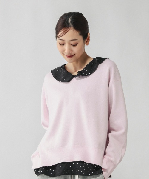 GLOBAL WORK（グローバルワーク）の「スウェットライクVネックプルオーバー/601625（ニット/セーター・レディース・ライトブラウン/ブルー系2/ペールイエロー/ブルー系その他5/ライトグレー/ライトグリーン/ベージュ系その他7/ピンク系その他2/ネイビー・SMALL/MEDIUM/LARGE）」の9枚目の写真