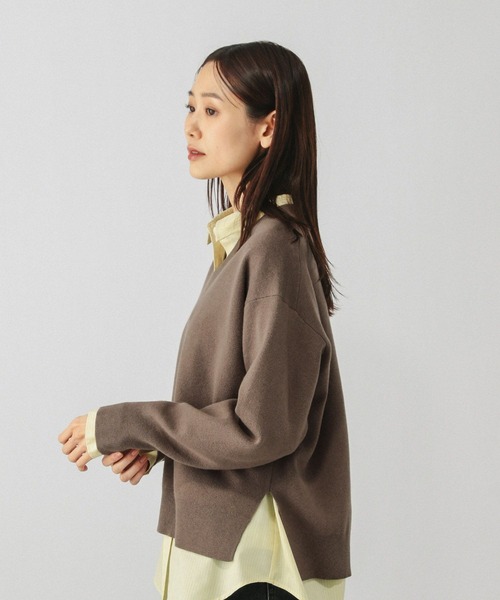 GLOBAL WORK（グローバルワーク）の「スウェットライクVネックプルオーバー/601625（ニット/セーター・レディース・ライトブラウン/ブルー系2/ペールイエロー/ブルー系その他5/ライトグレー/ライトグリーン/ベージュ系その他7/ピンク系その他2/ネイビー・SMALL/MEDIUM/LARGE）」の3枚目の写真