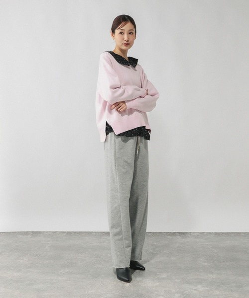 GLOBAL WORK（グローバルワーク）の「スウェットライクVネックプルオーバー/601625（ニット/セーター・レディース・ライトブラウン/ブルー系2/ペールイエロー/ブルー系その他5/ライトグレー/ライトグリーン/ベージュ系その他7/ピンク系その他2/ネイビー・SMALL/MEDIUM/LARGE）」の17枚目の写真