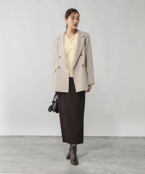 GLOBAL WORK（グローバルワーク）の「スウェットライクVネックプルオーバー/601625（ニット/セーター・レディース・ライトブラウン/ブルー系2/ペールイエロー/ブルー系その他5/ライトグレー/ライトグリーン/ベージュ系その他7/ピンク系その他2/ネイビー・SMALL/MEDIUM/LARGE）」の14枚目の写真