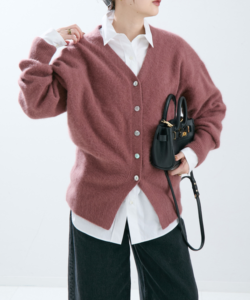 journal standard L'essage（ジャーナルスタンダードレサージュ）の「FOX&スーパーファインメリノ カーディガン（ニット/セーター・レディース・ブラック/アイボリー/ピンク系その他・FREE）」の3枚目の写真