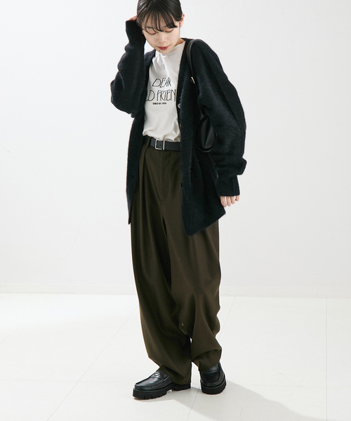 journal standard L'essage（ジャーナルスタンダードレサージュ）の「FOX&スーパーファインメリノ カーディガン（ニット/セーター・レディース・ブラック/アイボリー/ピンク系その他・FREE）」の4枚目の写真