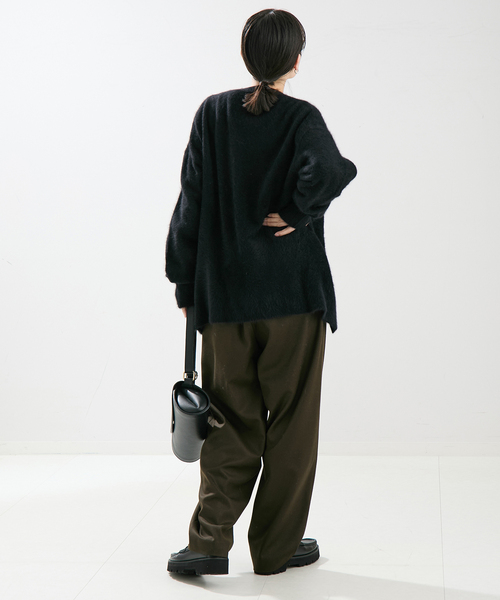 journal standard L'essage（ジャーナルスタンダードレサージュ）の「FOX&スーパーファインメリノ カーディガン（ニット/セーター・レディース・ブラック/アイボリー/ピンク系その他・FREE）」の5枚目の写真