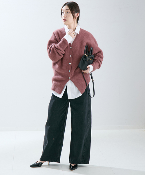 journal standard L'essage（ジャーナルスタンダードレサージュ）の「FOX&スーパーファインメリノ カーディガン（ニット/セーター・レディース・ブラック/アイボリー/ピンク系その他・FREE）」の12枚目の写真