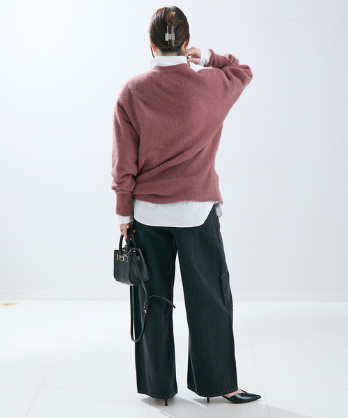 journal standard L'essage（ジャーナルスタンダードレサージュ）の「FOX&スーパーファインメリノ カーディガン（ニット/セーター・レディース・ブラック/アイボリー/ピンク系その他・FREE）」の13枚目の写真