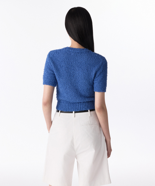 MUSINSA STANDARD WOMAN（ムシンサスタンダードウーマン）の「ウィメンズファンシーヤンクルーネック半袖ニット[ソックスブルー]（ニット/セーター・レディース・その他・S/M/L）」の3枚目の写真