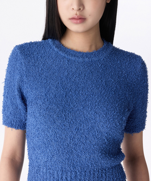 MUSINSA STANDARD WOMAN（ムシンサスタンダードウーマン）の「ウィメンズファンシーヤンクルーネック半袖ニット[ソックスブルー]（ニット/セーター・レディース・その他・S/M/L）」の4枚目の写真