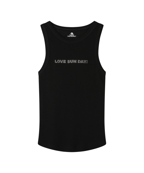 SUNDAY FRUIT MARKET(サンデーフルーツマーケット)の「W) LOVE SUN SLEEVELESS BLACK(Tシャツ/カットソー・レディース・その他・ONE SIZE)」の1枚目の写真