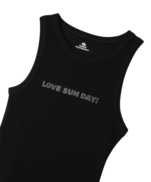SUNDAY FRUIT MARKET(サンデーフルーツマーケット)の「W) LOVE SUN SLEEVELESS BLACK(Tシャツ/カットソー・レディース・その他・ONE SIZE)」の3枚目の写真