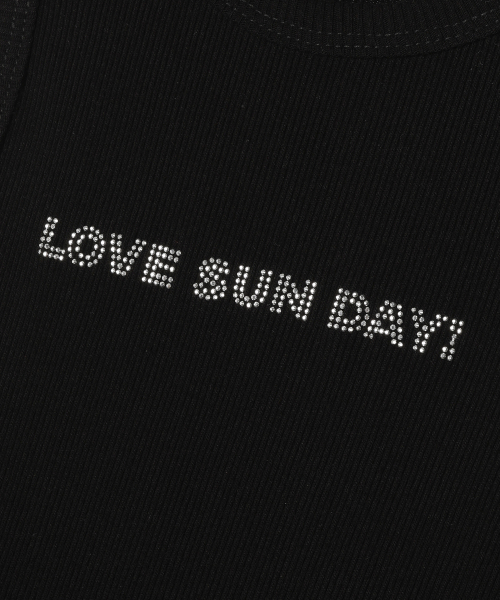 SUNDAY FRUIT MARKET(サンデーフルーツマーケット)の「W) LOVE SUN SLEEVELESS BLACK(Tシャツ/カットソー・レディース・その他・ONE SIZE)」の4枚目の写真