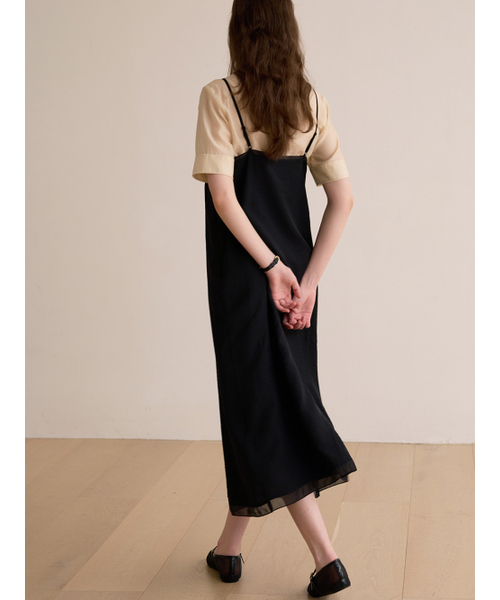 BEMUSE MANSION(ビミューズマンション)の「Sheer patch layered dress - Black(ワンピース・レディース・ブラック・FREE)」の2枚目の写真