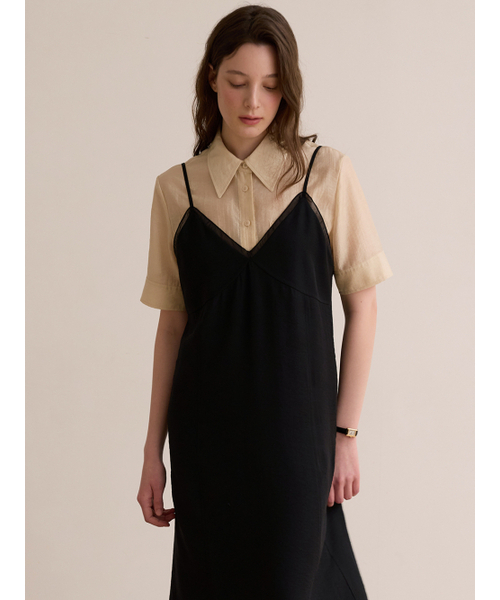 BEMUSE MANSION(ビミューズマンション)の「Sheer patch layered dress - Black(ワンピース・レディース・ブラック・FREE)」の3枚目の写真