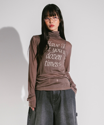 WM SHEER HIGH NECK LONG SLEEVE brown
