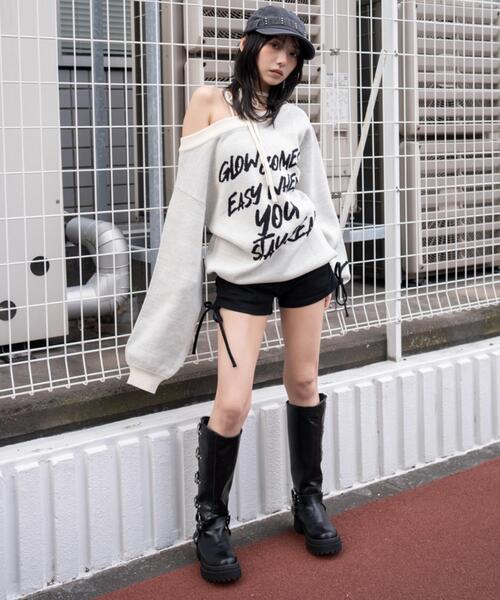 WEGO（ウィゴー）の「WEGO/【26年春新作】2WAYショルダーリボンニット（ニット/セーター・レディース・ホワイト/ブラック・FREE）」の22枚目の写真