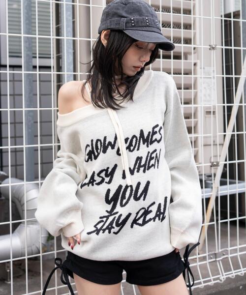 WEGO（ウィゴー）の「WEGO/【26年春新作】2WAYショルダーリボンニット（ニット/セーター・レディース・ホワイト/ブラック・FREE）」の16枚目の写真