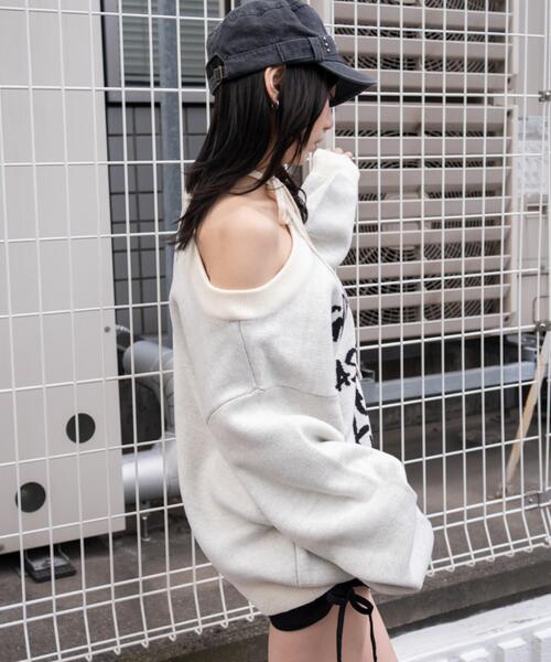 WEGO（ウィゴー）の「WEGO/【26年春新作】2WAYショルダーリボンニット（ニット/セーター・レディース・ホワイト/ブラック・FREE）」の18枚目の写真