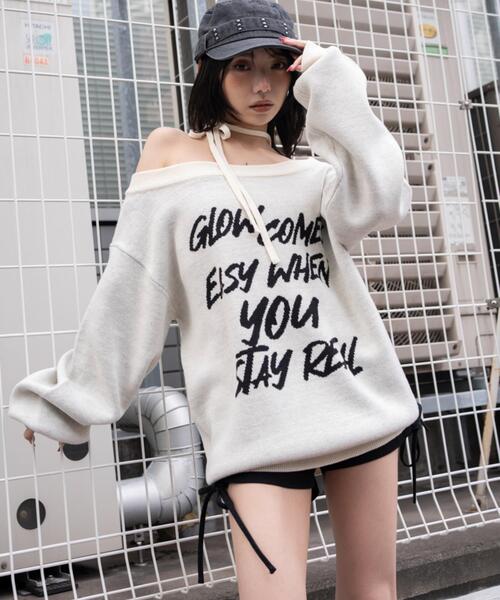 WEGO（ウィゴー）の「WEGO/【26年春新作】2WAYショルダーリボンニット（ニット/セーター・レディース・ホワイト/ブラック・FREE）」の10枚目の写真