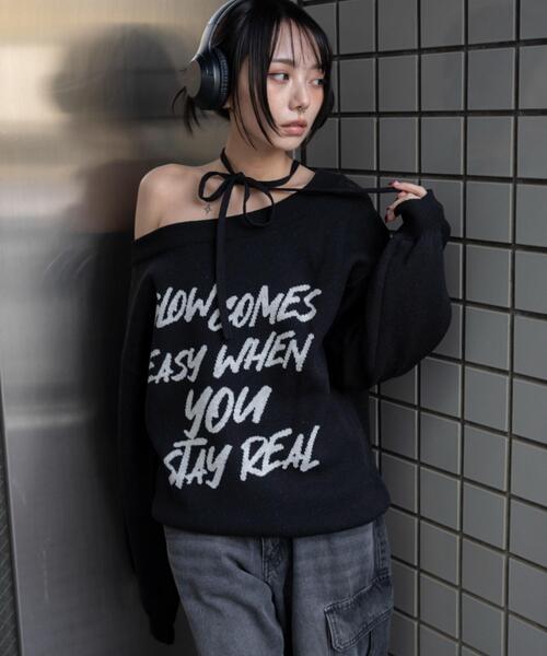 WEGO（ウィゴー）の「WEGO/【26年春新作】2WAYショルダーリボンニット（ニット/セーター・レディース・ホワイト/ブラック・FREE）」の12枚目の写真