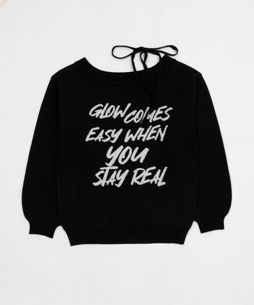 WEGO（ウィゴー）の「WEGO/【26年春新作】2WAYショルダーリボンニット（ニット/セーター・レディース・ホワイト/ブラック・FREE）」の4枚目の写真