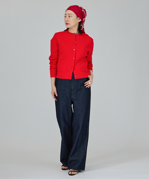 VERMEIL par iena(ヴェルメイユパーイエナ)の「スムースクルーネックショートカーディガン(カーディガン/ボレロ・レディース・アイボリー/ネイビー/レッド・FREE)」の18枚目の写真