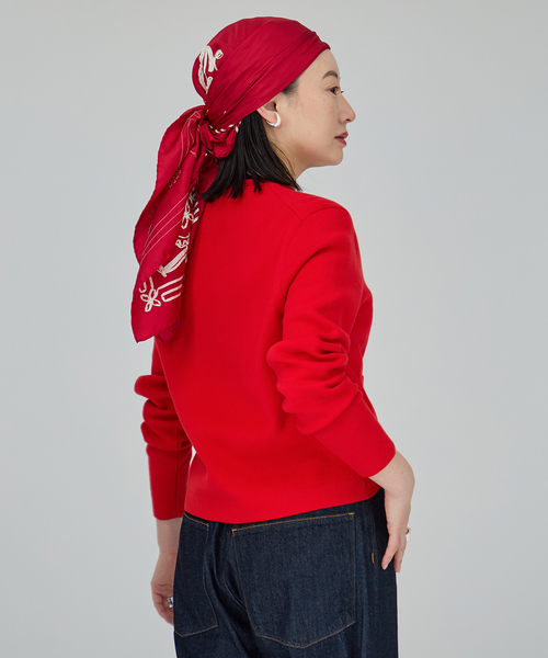 VERMEIL par iena(ヴェルメイユパーイエナ)の「スムースクルーネックショートカーディガン(カーディガン/ボレロ・レディース・アイボリー/ネイビー/レッド・FREE)」の22枚目の写真