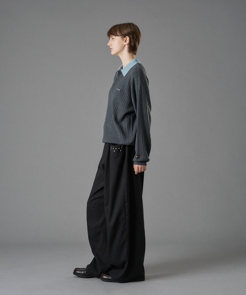 ONCILY(オンシェリー)の「CONTRAST COLLAR RIB KNIT POLO / 襟配色ニットポロ(ポロシャツ・メンズ・ベージュ/チャコールグレー/ブルー・SMALL/MEDIUM/LARGE)」の12枚目の写真