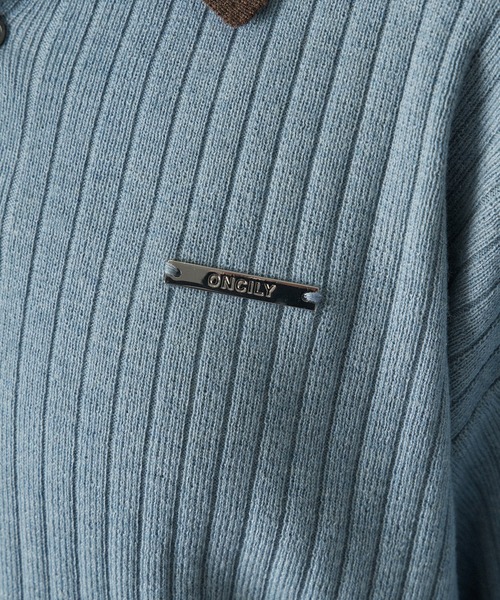 ONCILY(オンシェリー)の「CONTRAST COLLAR RIB KNIT POLO / 襟配色ニットポロ(ポロシャツ・メンズ・ベージュ/チャコールグレー/ブルー・SMALL/MEDIUM/LARGE)」の21枚目の写真