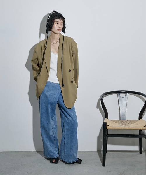 THE YOn（ザヨン）の「レースVネックリブコットンニットキャミ（キャミソール・レディース・カーキブラウン/ブラック/ブルー/グレー/オフホワイト・FREE）」の12枚目の写真