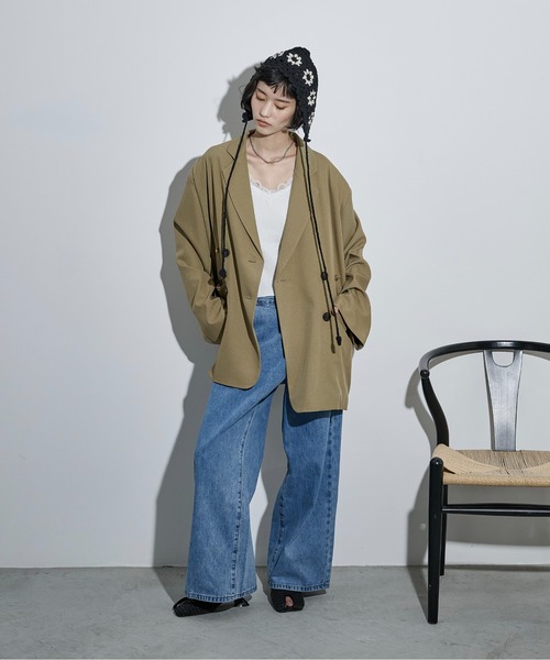 THE YOn（ザヨン）の「レースVネックリブコットンニットキャミ（キャミソール・レディース・カーキブラウン/ブラック/ブルー/グレー/オフホワイト・FREE）」の13枚目の写真