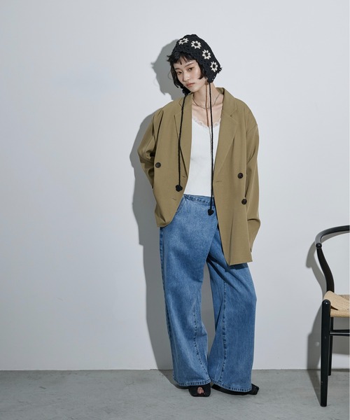 THE YOn（ザヨン）の「レースVネックリブコットンニットキャミ（キャミソール・レディース・カーキブラウン/ブラック/ブルー/グレー/オフホワイト・FREE）」の14枚目の写真