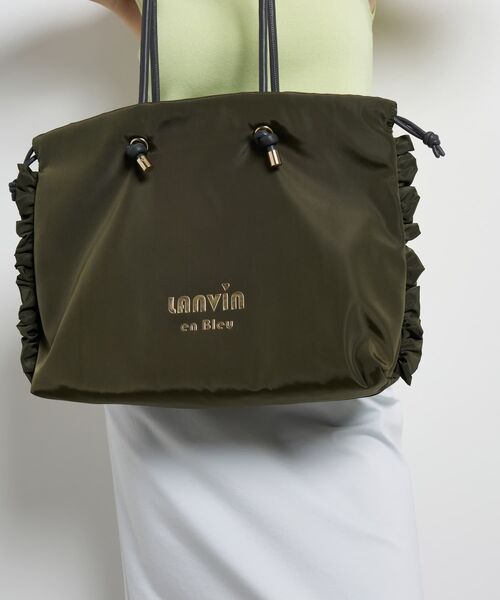 LANVIN en Bleu(ランバンオンブルー)の「サイドフリルドロストトートバッグ小(トートバッグ・レディース・チャコールグレー/ブラック/カーキ・FREE)」の7枚目の写真